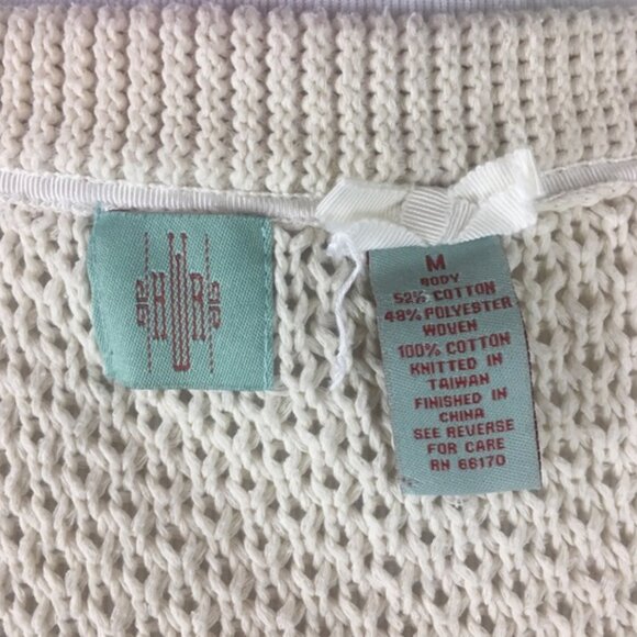 Anthropologie HWR Monogram Cotton Blend Floral Knit Cardigan - Picture 6 of 7